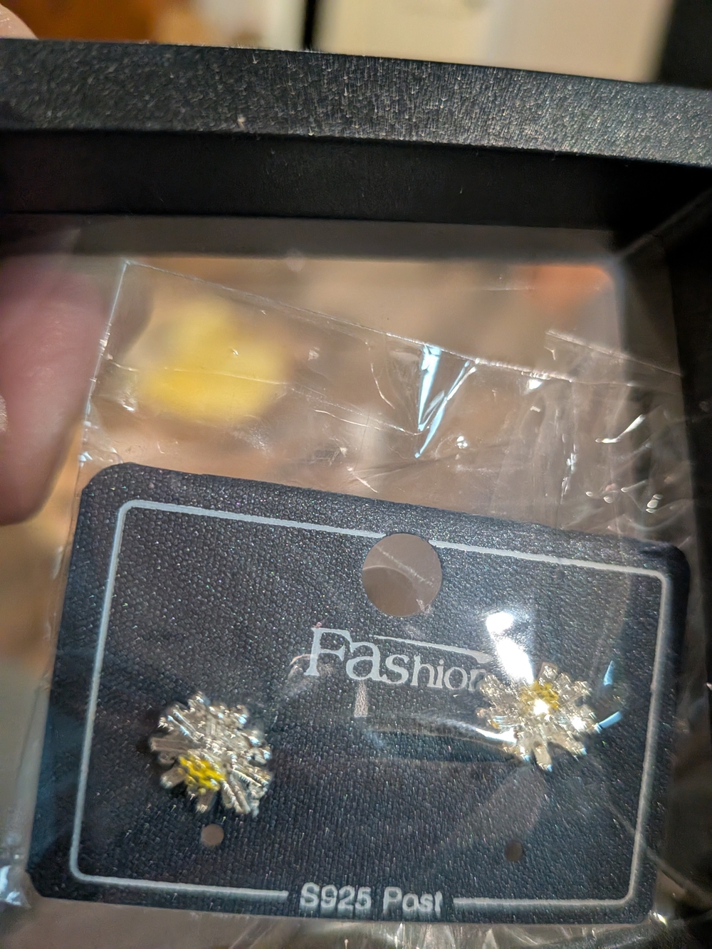 Silver-Tone Floral Stud Earrings with Yellow Accent